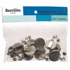 BROCHE RETRACTIL BARRILITO TIPO YOYO  PLATA BOLSA C/10     [E5 C10]