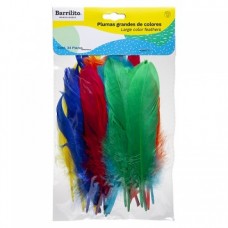 PLUMAS DE COLOR BARRILITO GRANDE (16-23CM) BOLSA 24   [E24 C72]