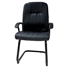 SILLA VISITA ALFA VINIPIEL BRAZOS Y TIPO TRINEO NEGRO