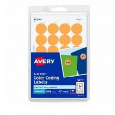 ETIQUETA AVERY REDONDA 2111 3/4 NARANJA NEON  C/1008        [C18]