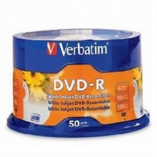TORRE DVD-R VERBATIM 4.7 GB 16X BLANCO INK IMPRIMIBLE C/50 PZAS