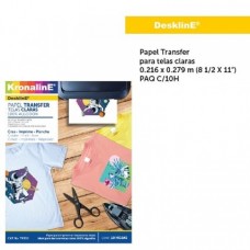 PAPEL TRANSFER T/CARTA P/TELAS CLARAS PAQ/10 PZA
